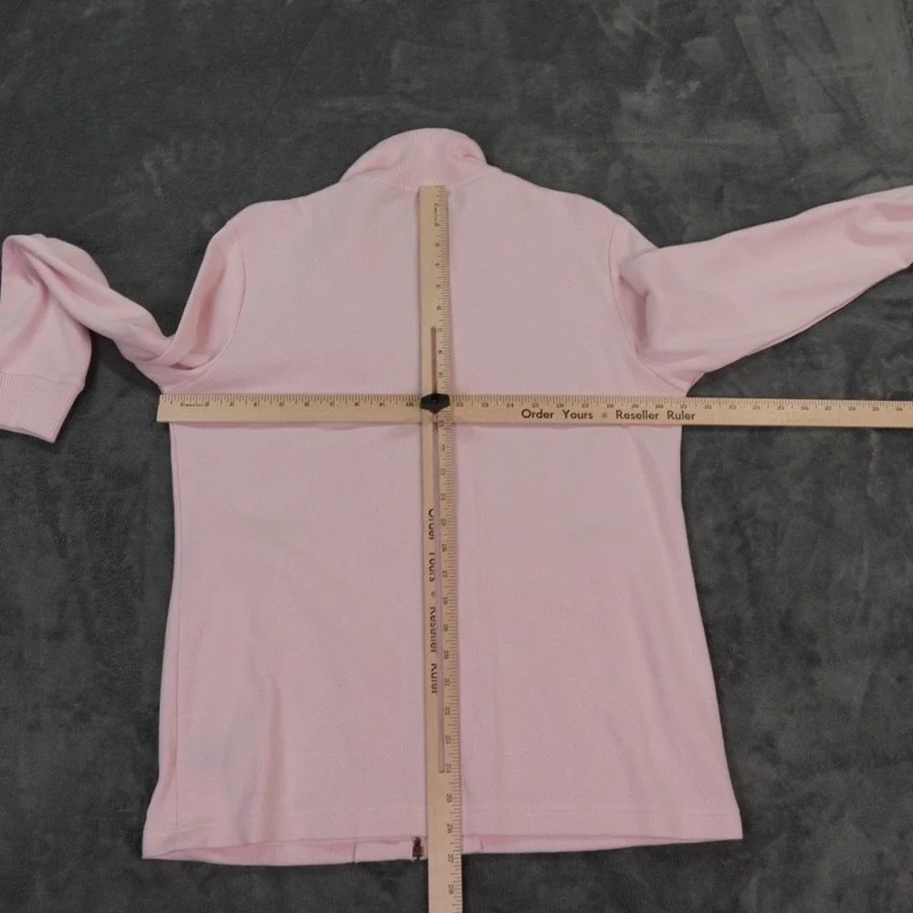 Lauren Ralph Lauren Women's Pink Zip Tennis Club Jacket Sweater L Cotton RL Logo